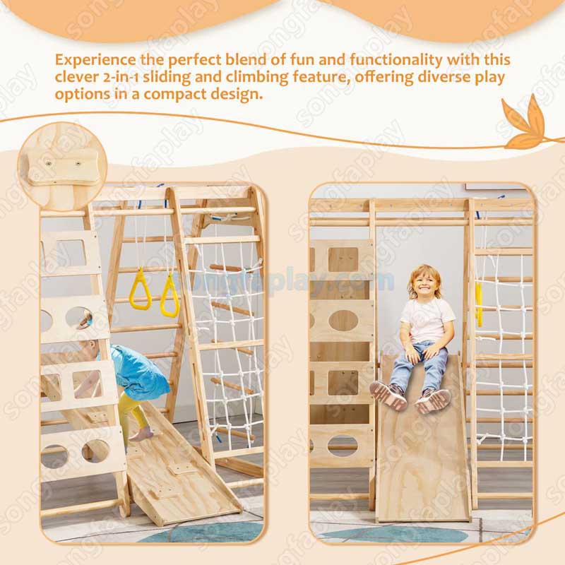 Kids Wooden Climbing Frame, In - огляд і ціна Home Gym For Toddlers