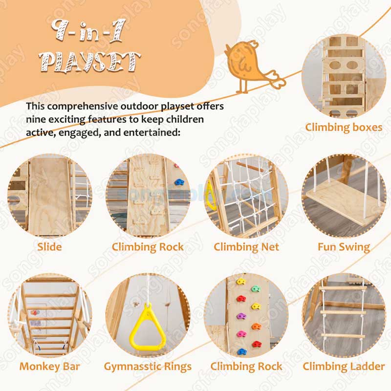 Kids Wooden Climbing Frame, In - огляд і ціна Home Gym For Toddlers