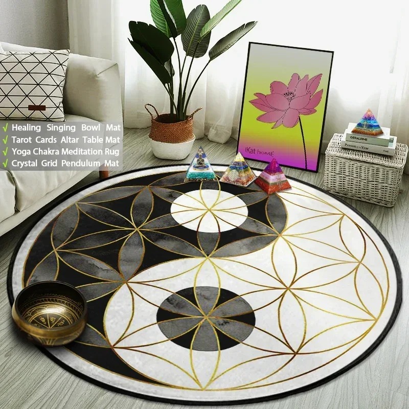 Yin Yang Taiji Round Rug Flowe - огляд і ціна Home Gym On Carpet