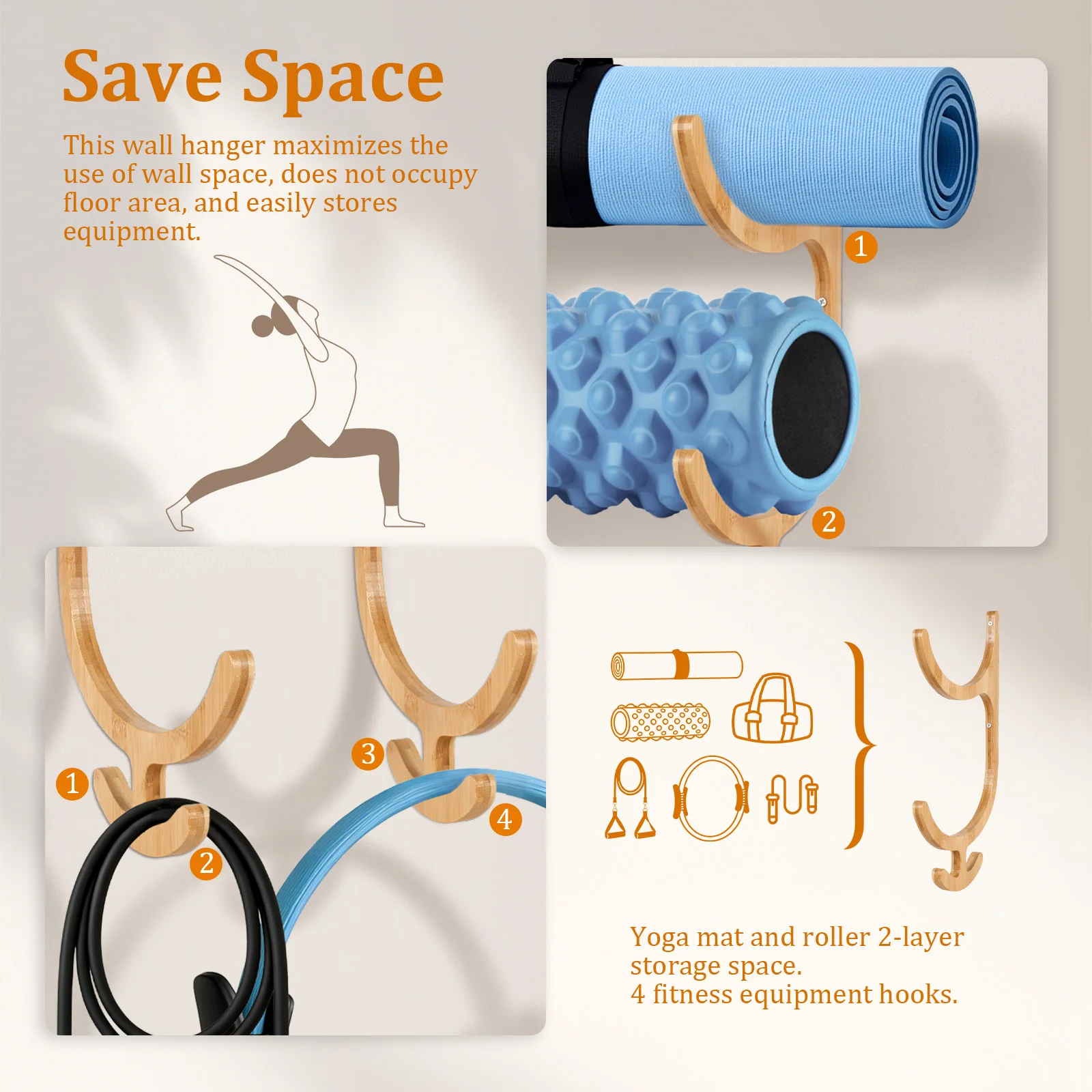 2Pcs Yoga Mat Storage Rack Wal - огляд і ціна Home Gym On Carpet