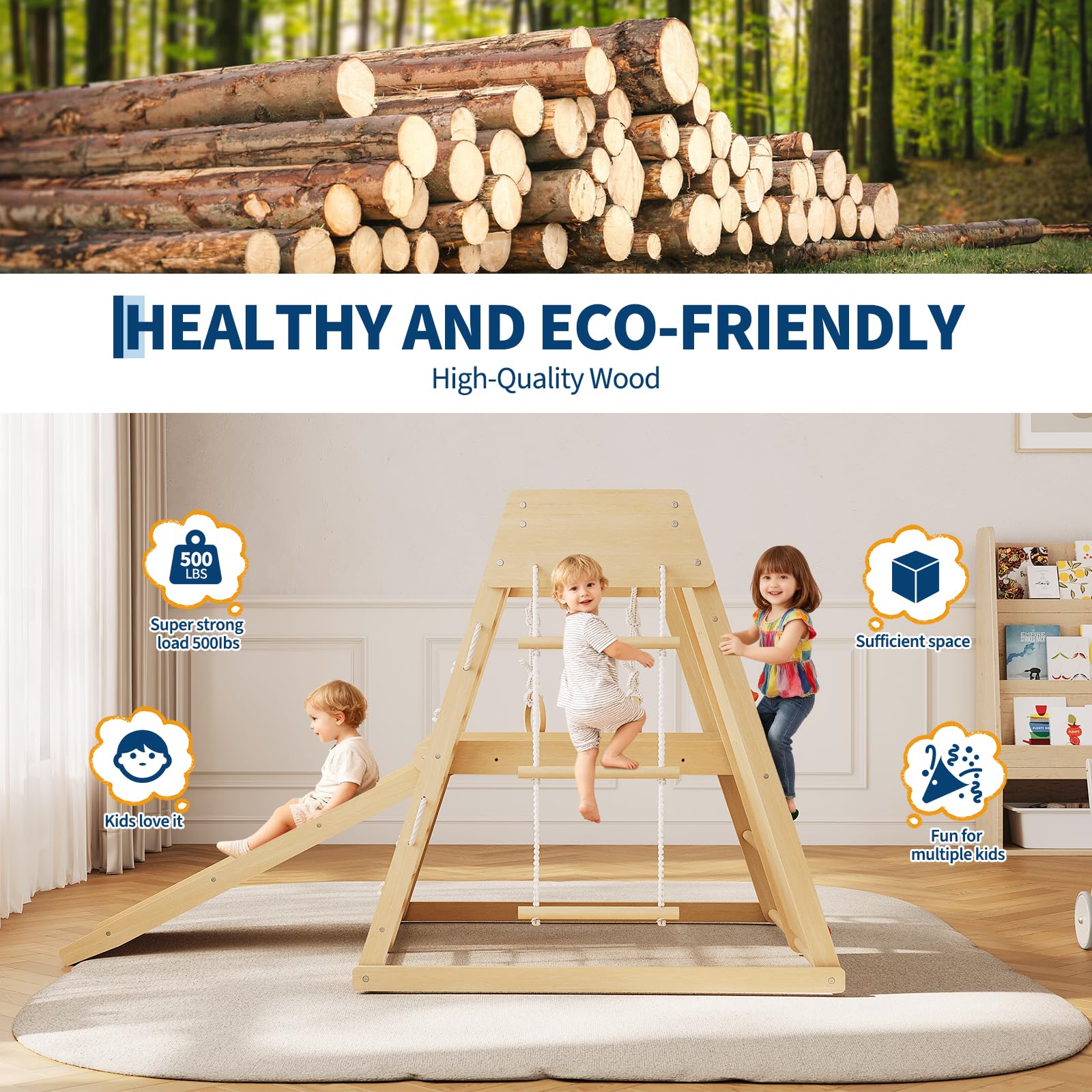 6 In 1 Wooden Indoor Jungle Gy - огляд і ціна Home Gym For Toddlers