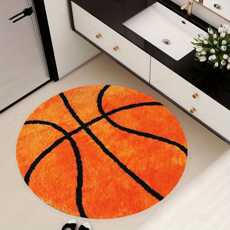 Basketball Pattern Round Rug F - огляд і ціна Home Gym On Carpet